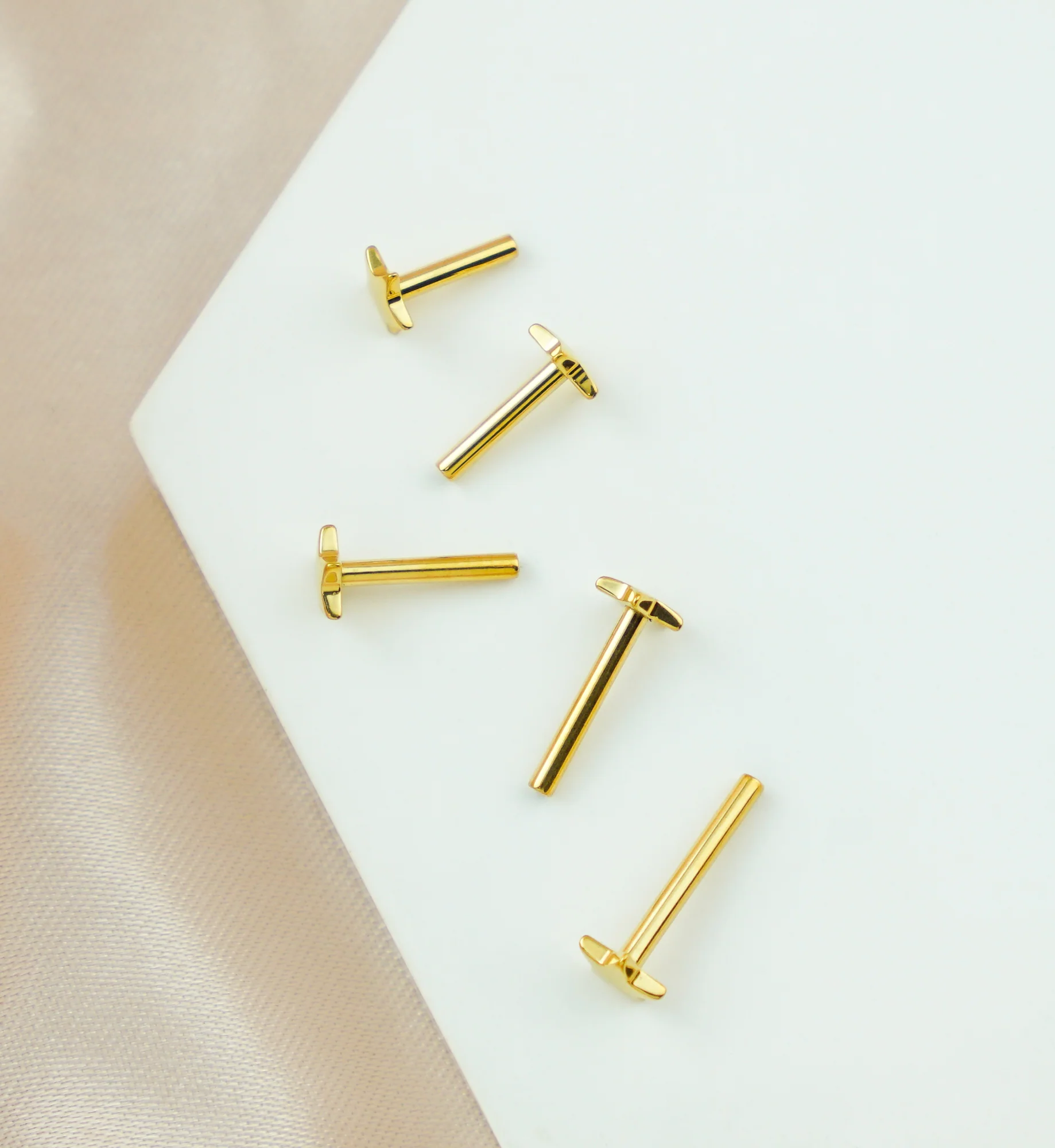 Gold PVD Convex Star Titanium Threadless Labret Post - Mrs Treak