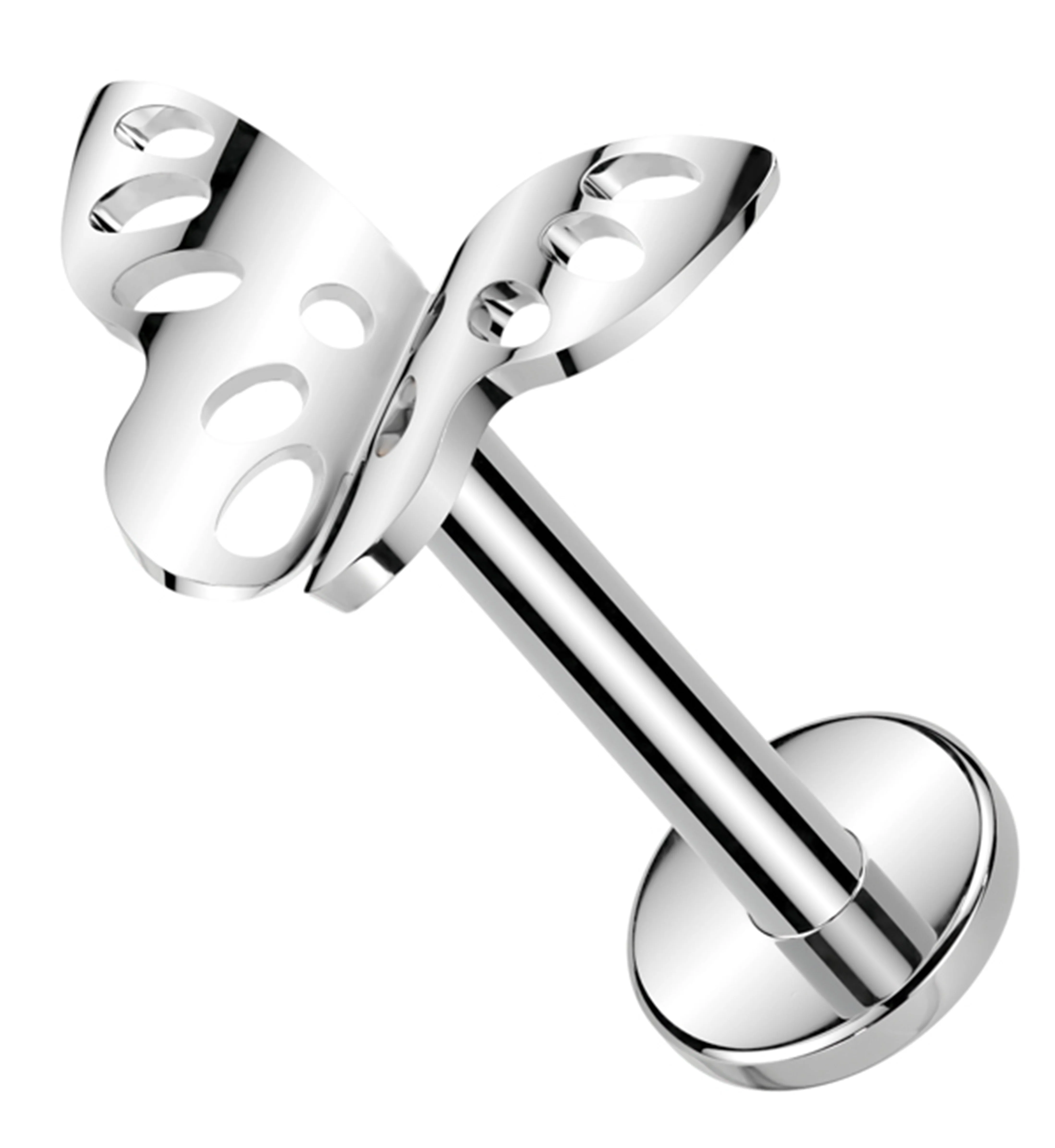 Butterfly Cutout Internally Threaded Titanium Labret - Mrs Treak