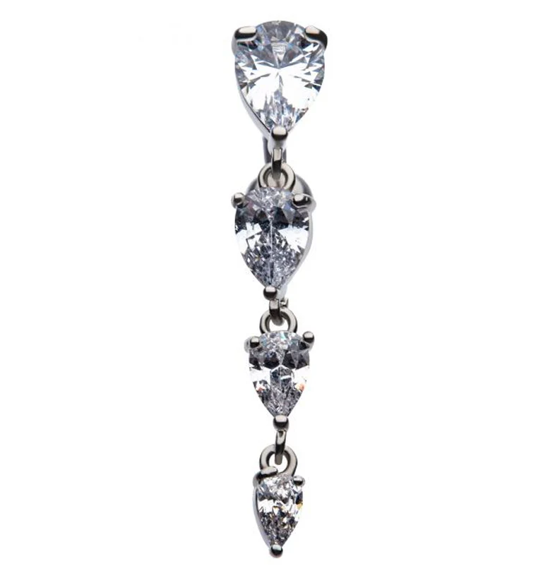 Dangling Teardrop CZ Top Down Belly Button Ring - Mrs Treak
