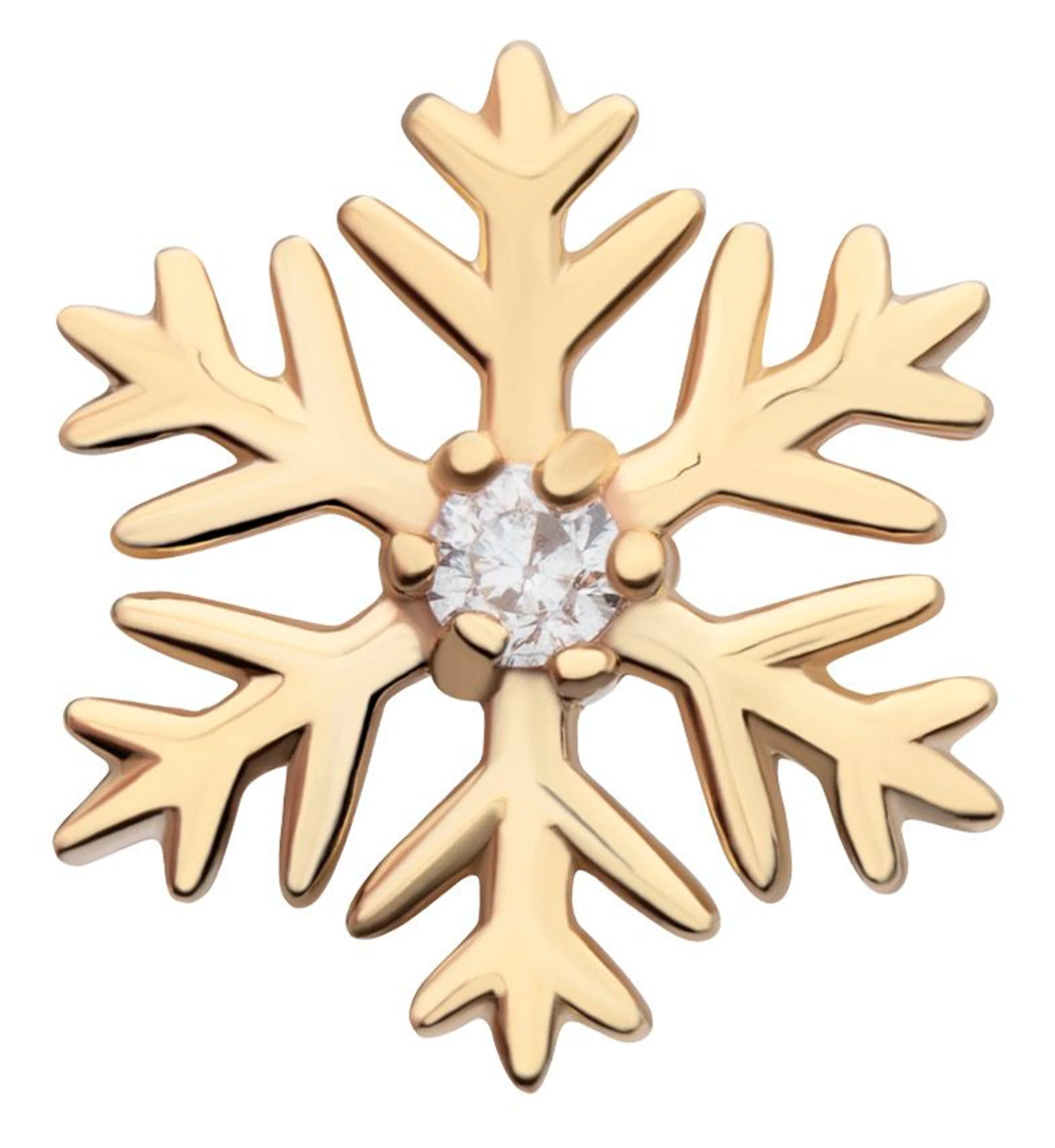14kt Gold Snowflake Clear CZ Threadless Top - Mrs Treak