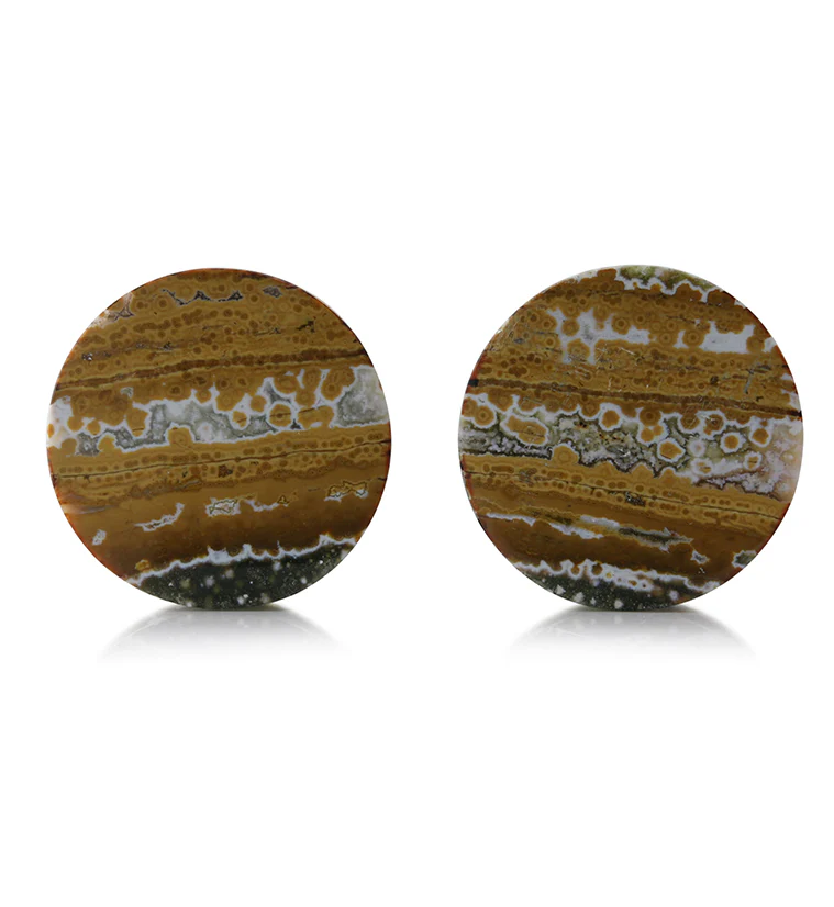 Ocean Jasper Stone Plugs 1 Inch (25mm) Version 3 - Mrs Treak