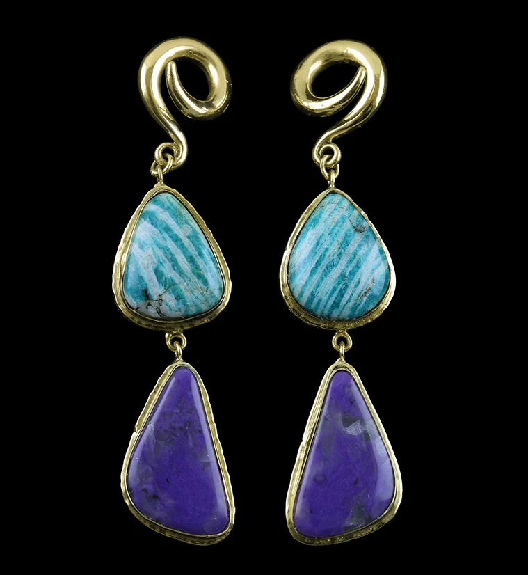 Amazonite X Charoite Stone Ear Weights Version 3 - Mrs Treak