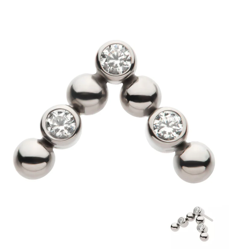 Point Alternate Clear CZ Titanium Threadless Top - Mrs Treak