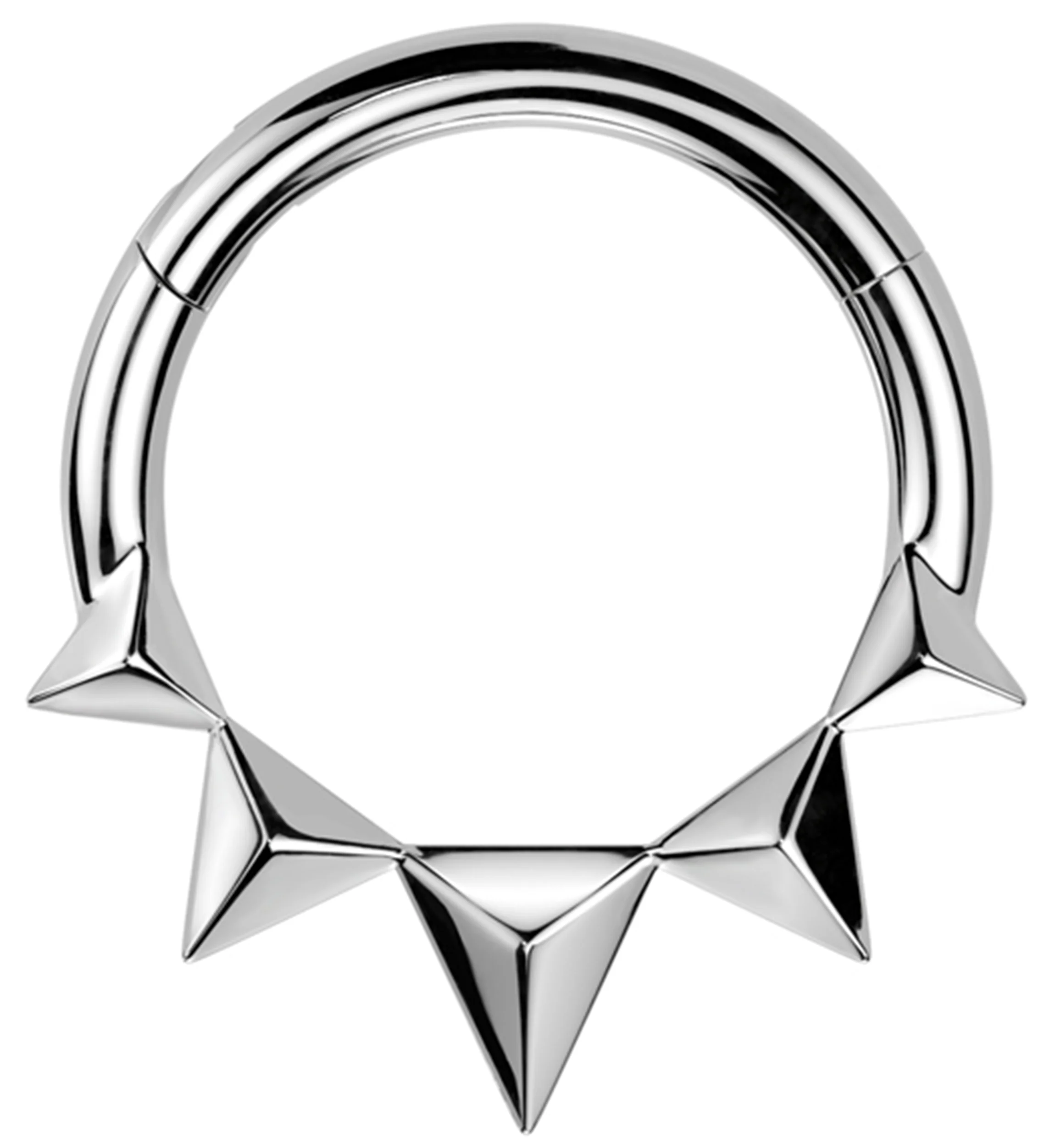Polyhedra Spike Stainless Steel Hinged Segment Ring - Mrs Treak