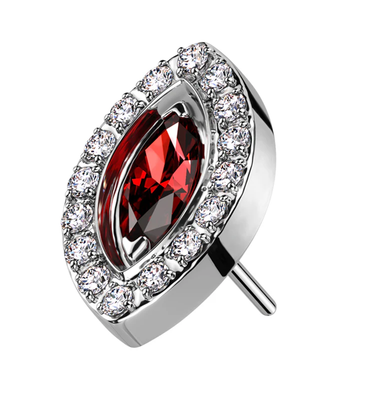 Oculus Red CZ Titanium Threadless Top - Mrs Treak
