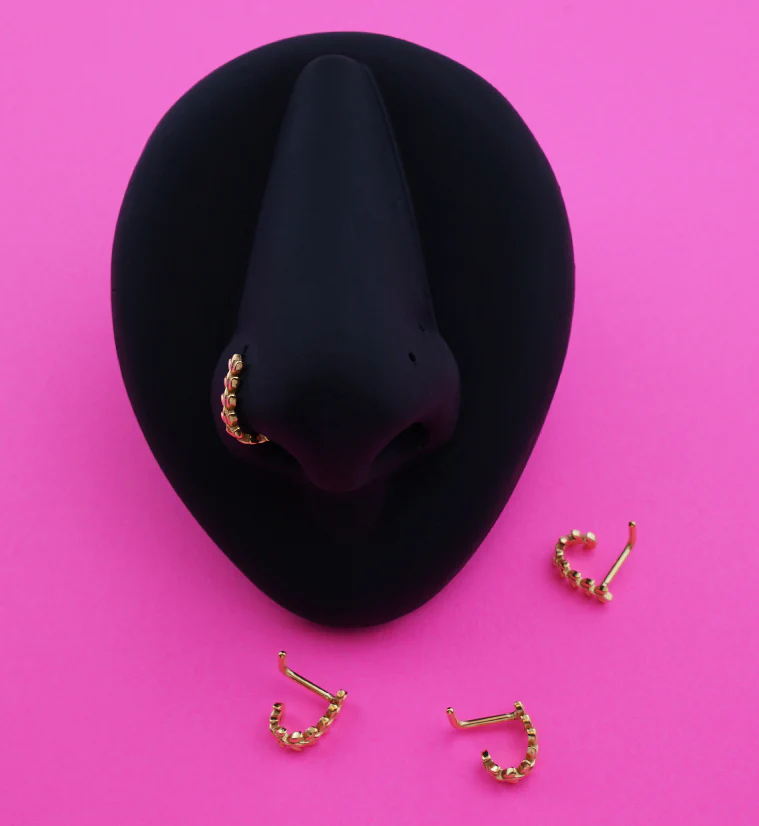 Gold PVD Floral Vine Nose Curve - Mrs Treak