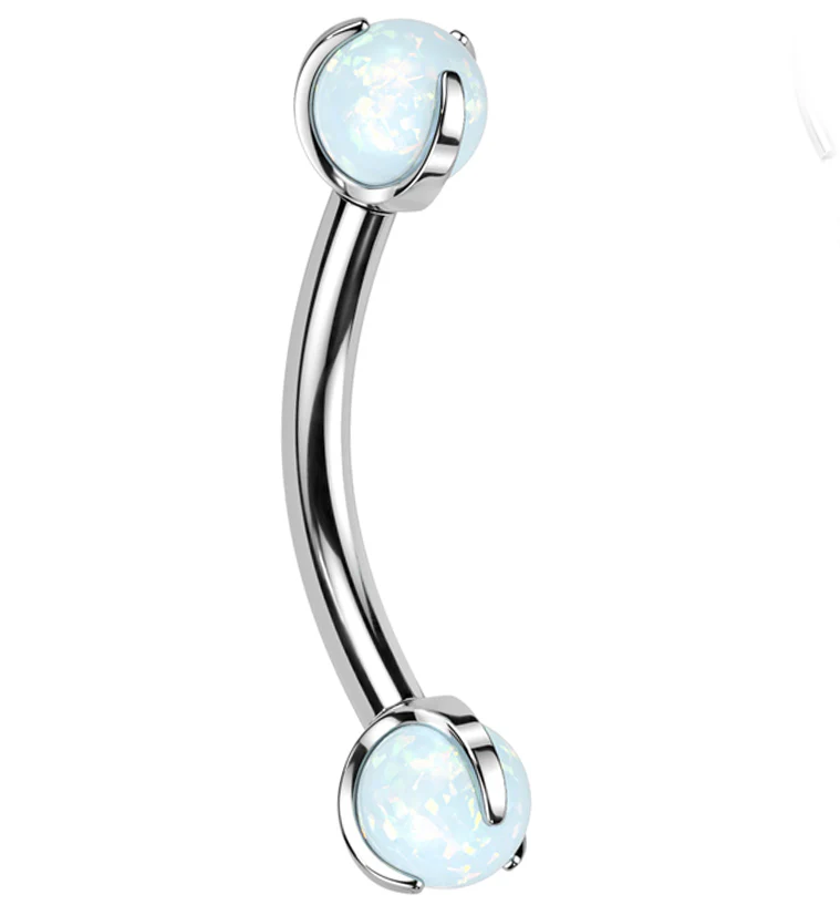 Claw White Opalite Titanium Internally Threaded Curved Barbell - Mrs Treak