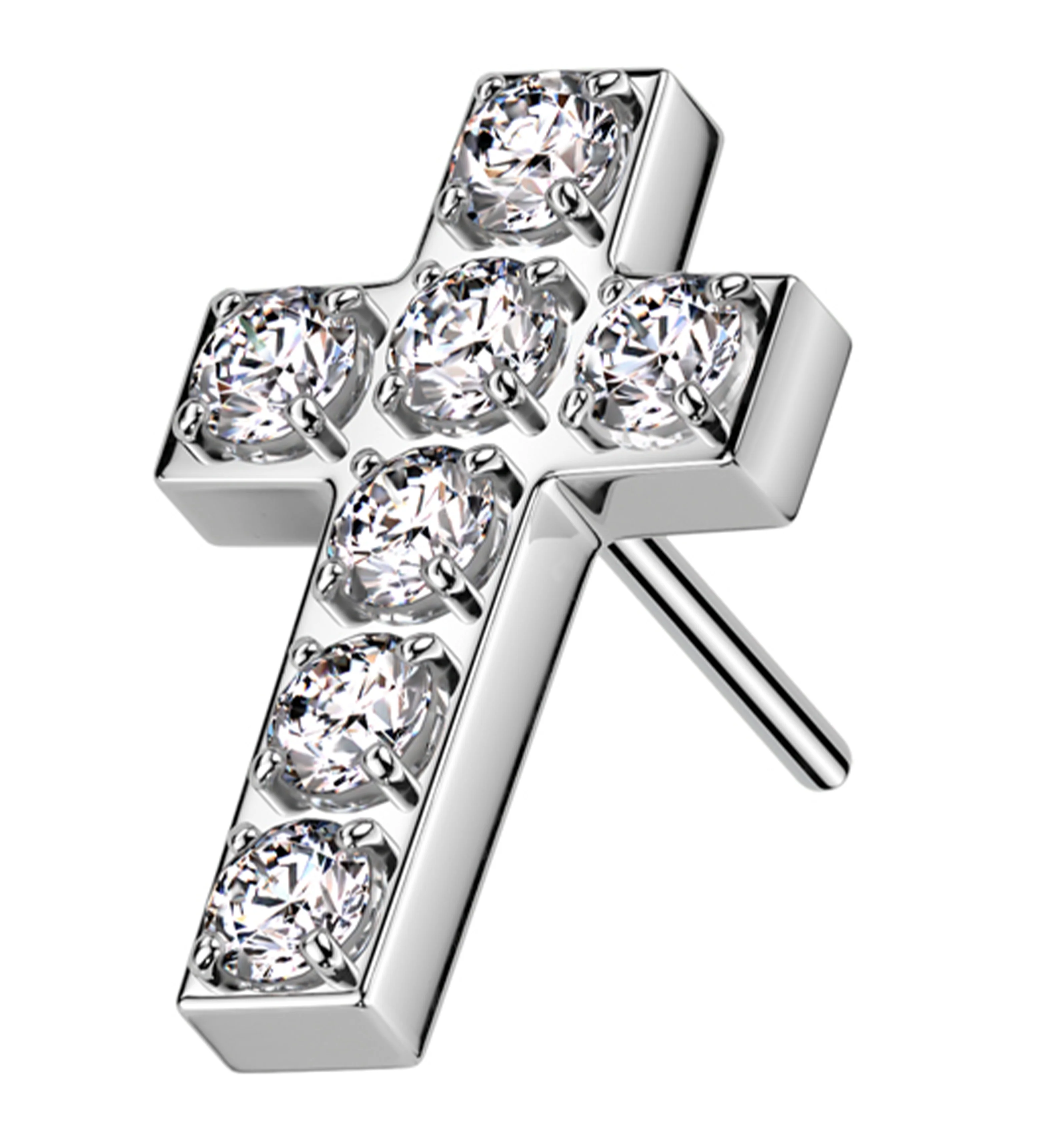 Cross Clear CZ Stainless Steel Threadless Top - Mrs Treak