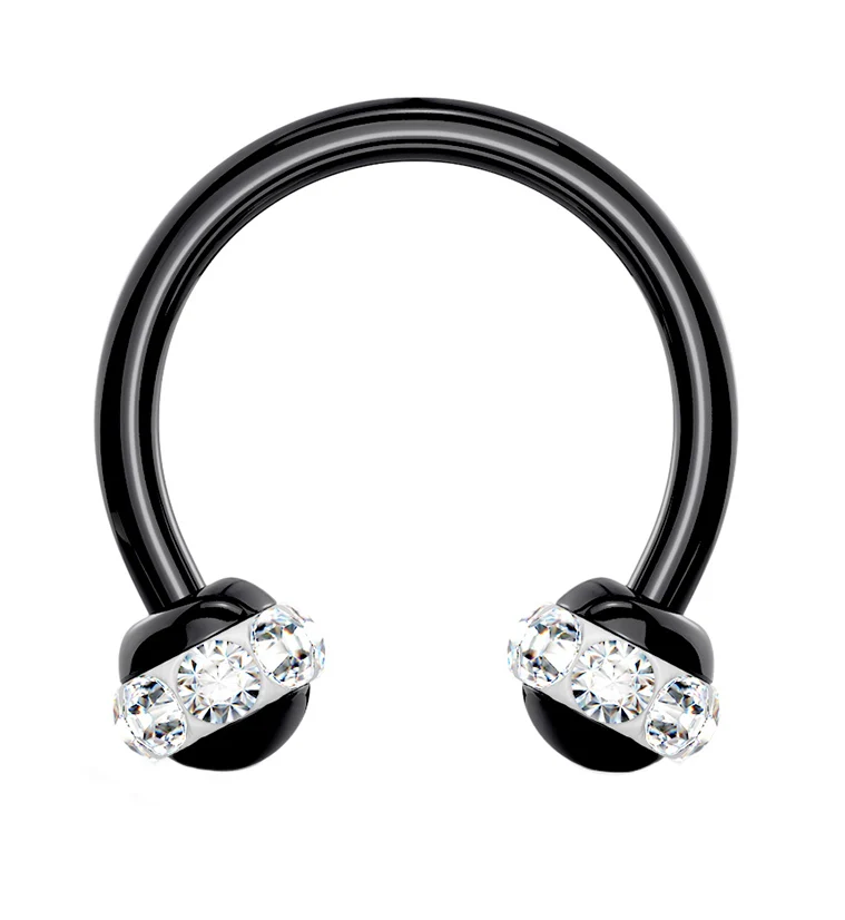 Clear Gem Orb Black Circular Barbell - Mrs Treak