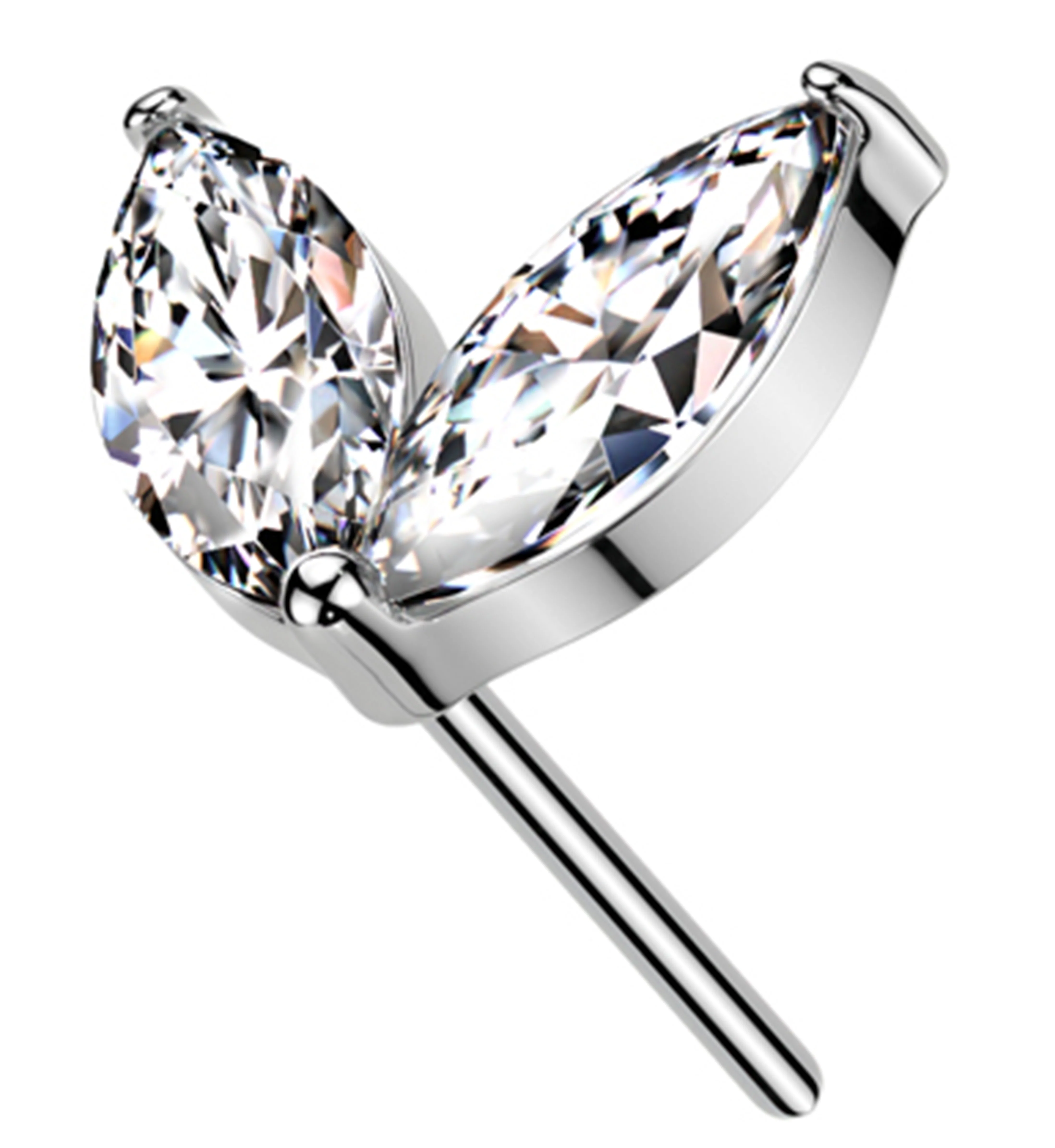 14kt White Gold Sprout Clear CZ Threadless Top - Mrs Treak