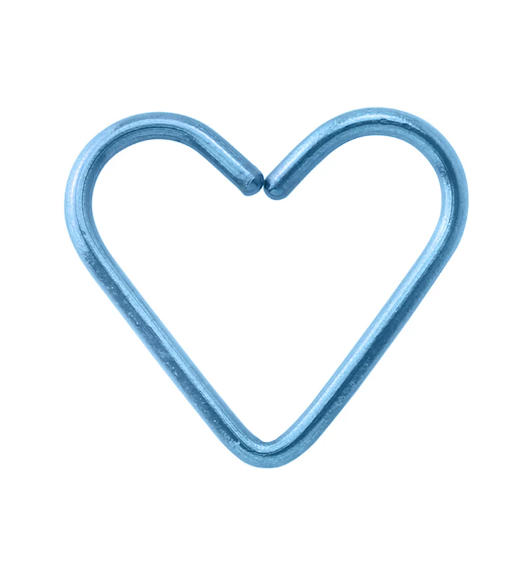 Light Blue PVD Heart Seamless Titanium Hoop Ring - Mrs Treak