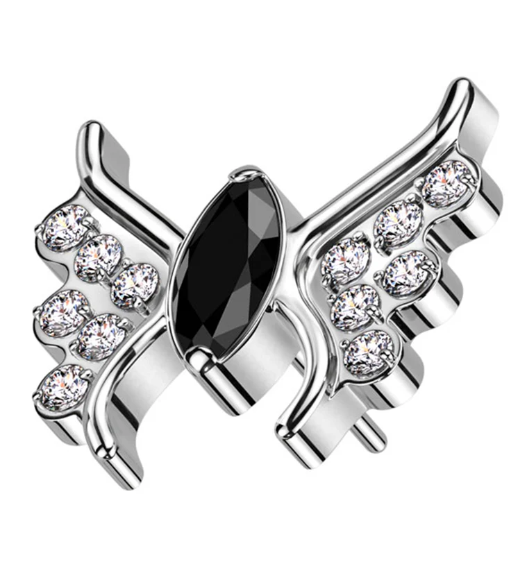 Wings Black CZ Threadless Titanium Top - Mrs Treak