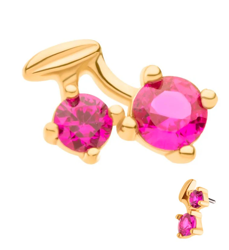 14kt Gold Cherry Fuchsia CZ Threadless Top - Mrs Treak