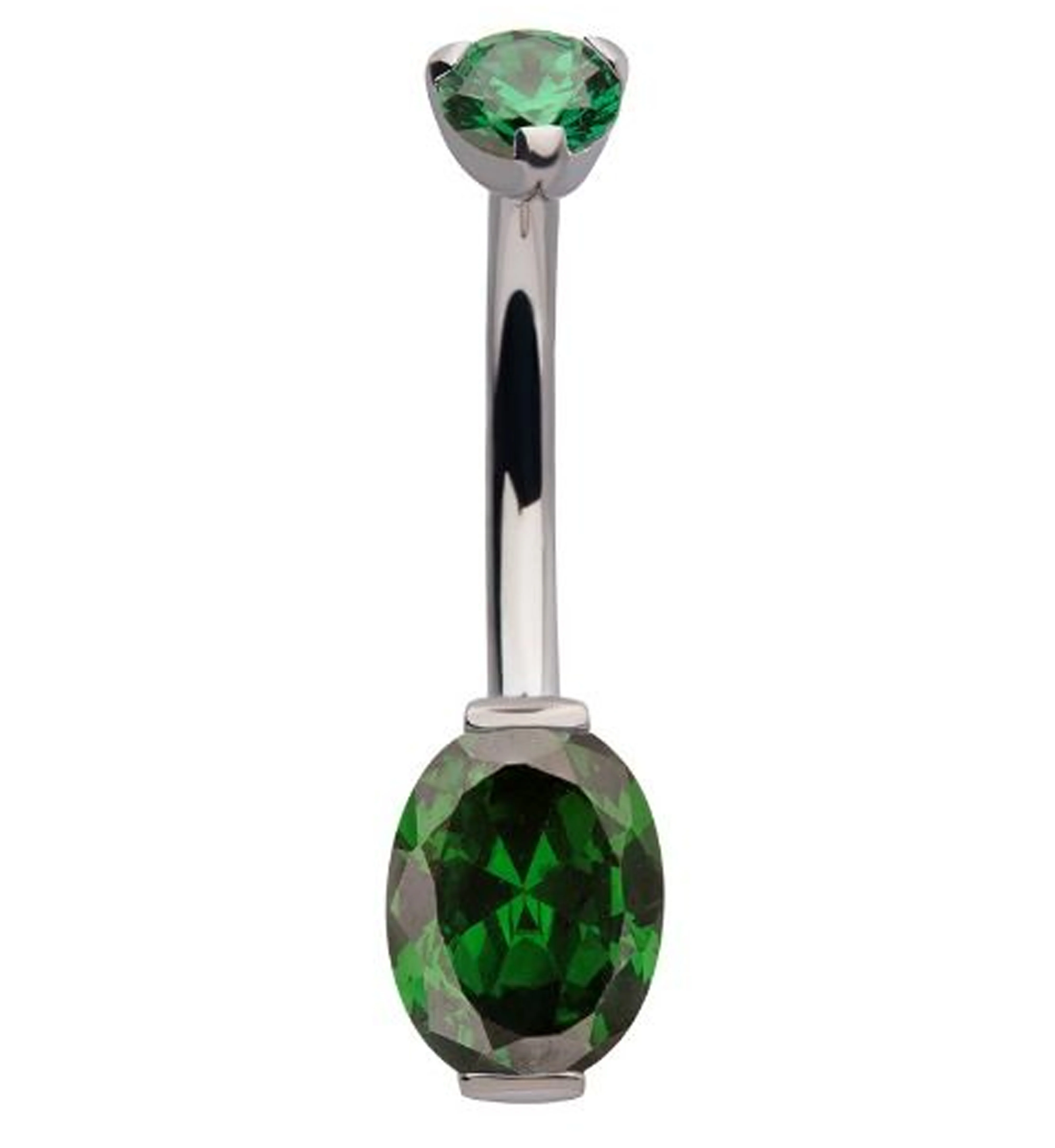 Oval Emerald CZ Titanium Belly Button Ring - Mrs Treak