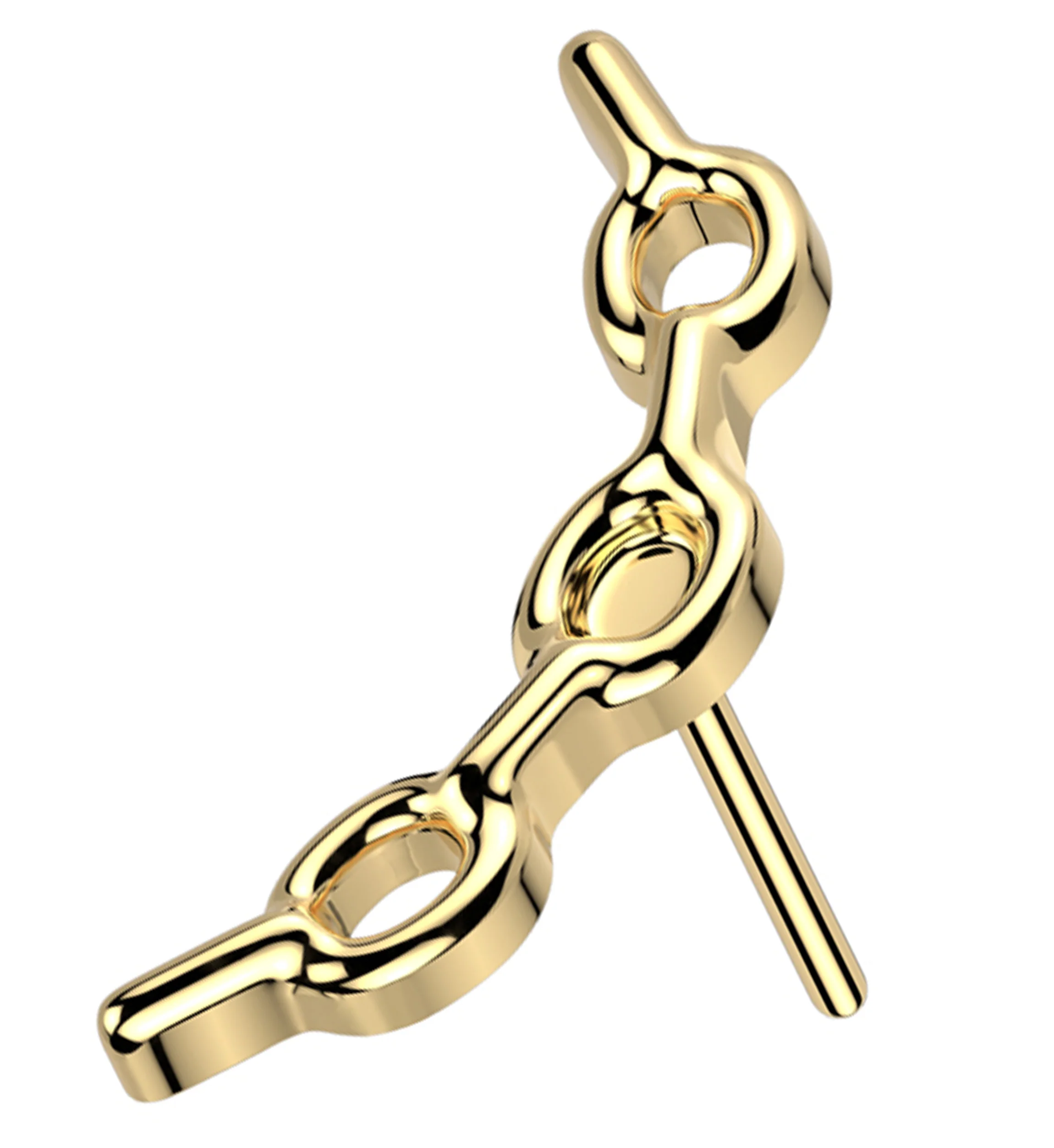 Gold PVD Chain Link Curve Titanium Threadless Top - Mrs Treak