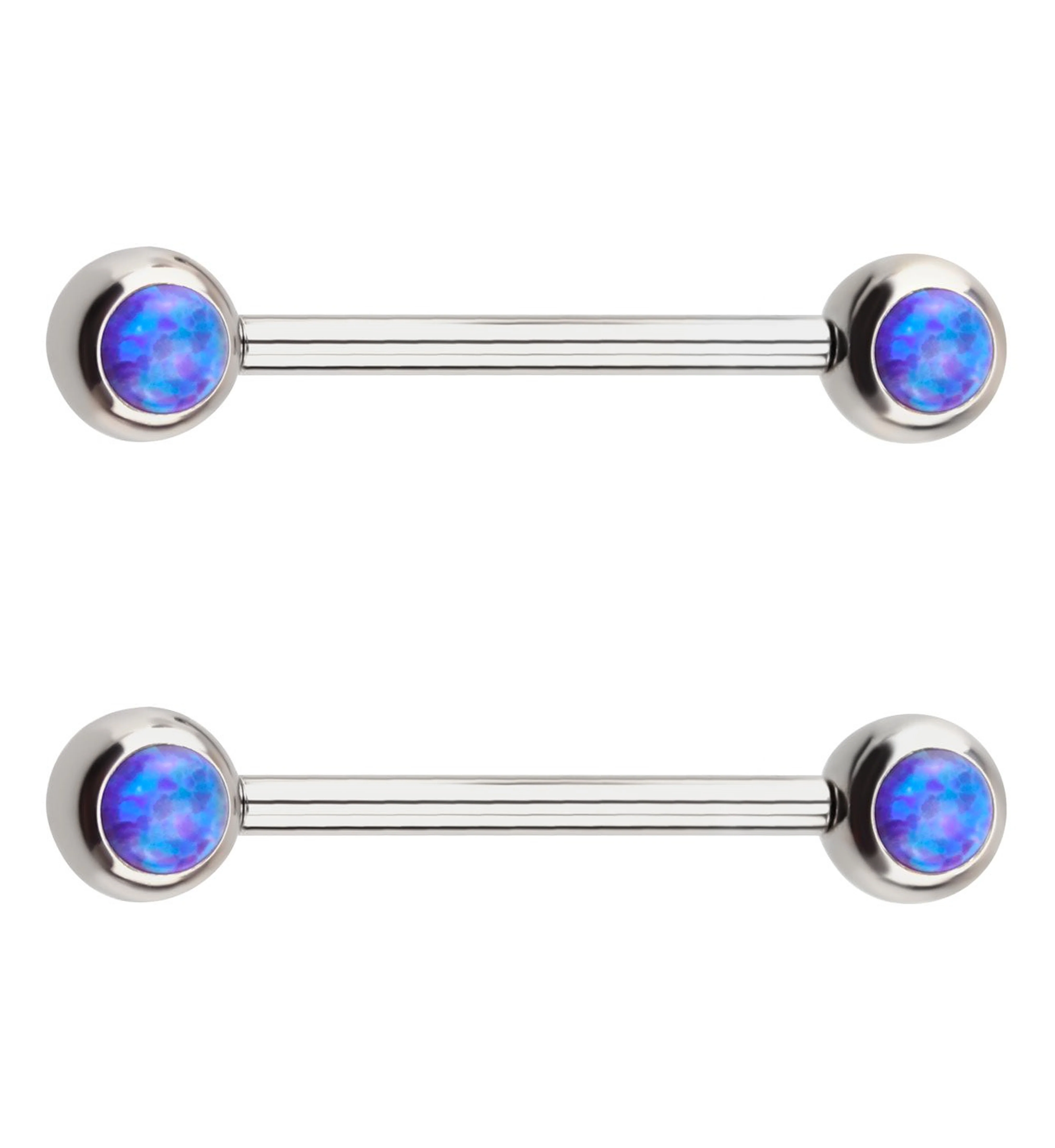 Purple Opalite Stainless Steel Threadless Nipple Barbells - Mrs Treak