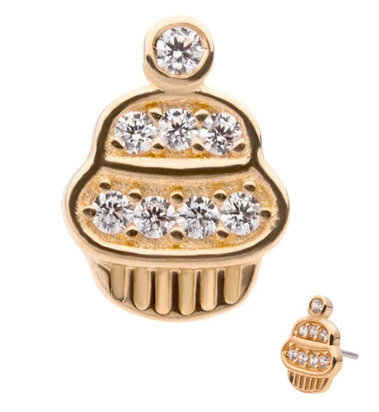 14kt Gold Cupcake Gem Threadless Top - Mrs Treak
