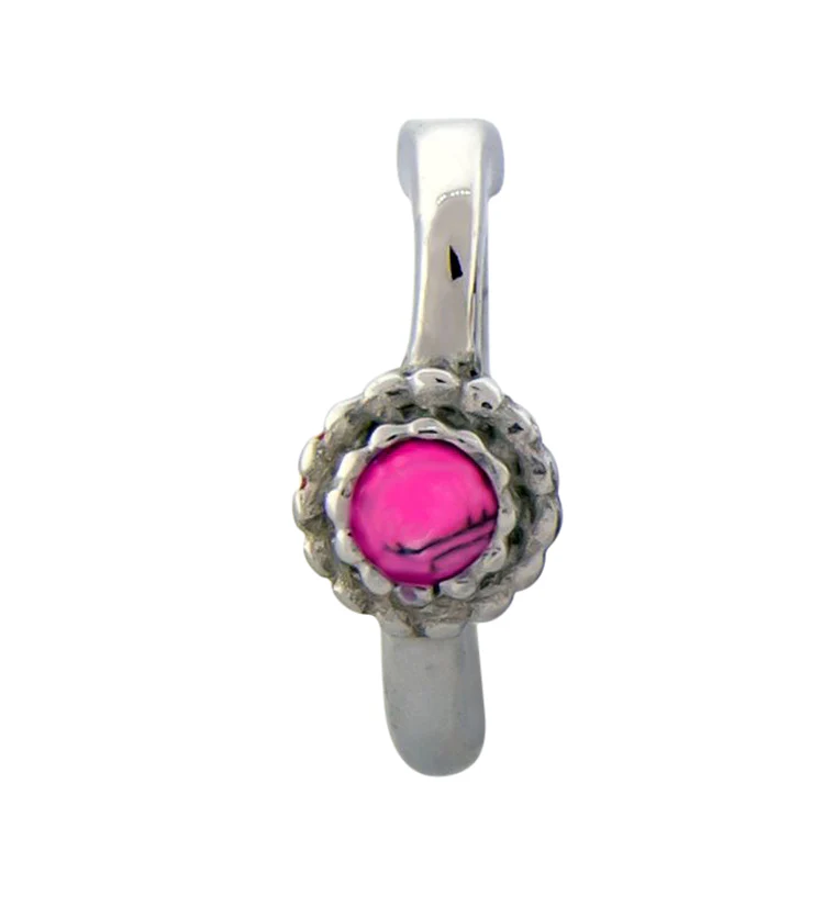 16G Centered Pink Howlite Stone Rook Clicker - Mrs Treak