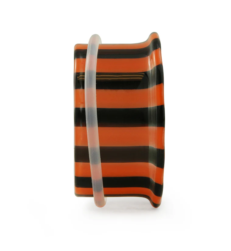 Tiger Stripe Glass Tunnel Plugs - Single Flare - Mrs Treak