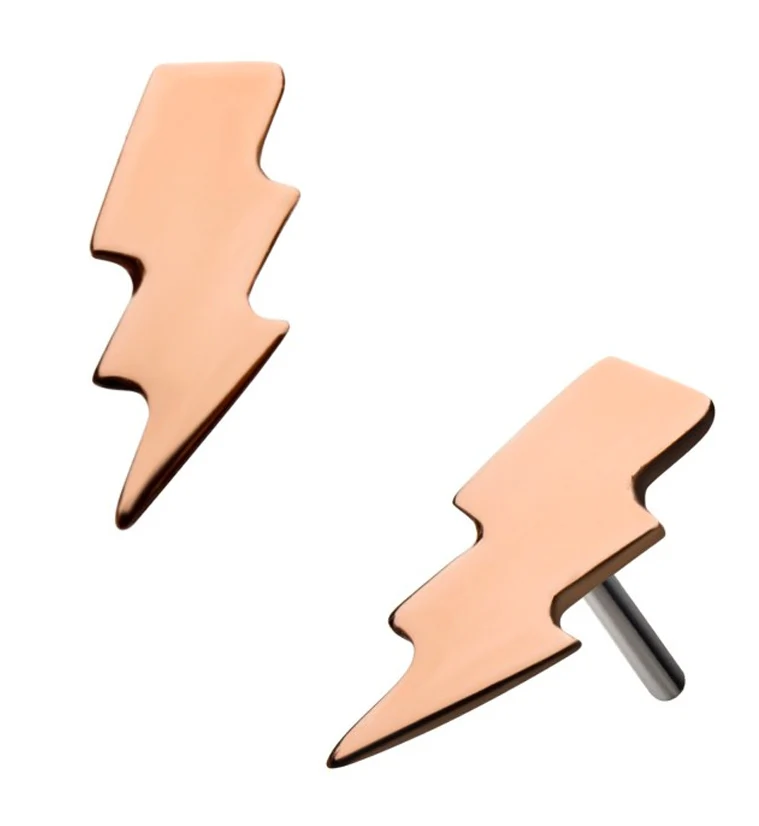 14kt Rose Gold Lightning Bolt Threadless Top - Mrs Treak