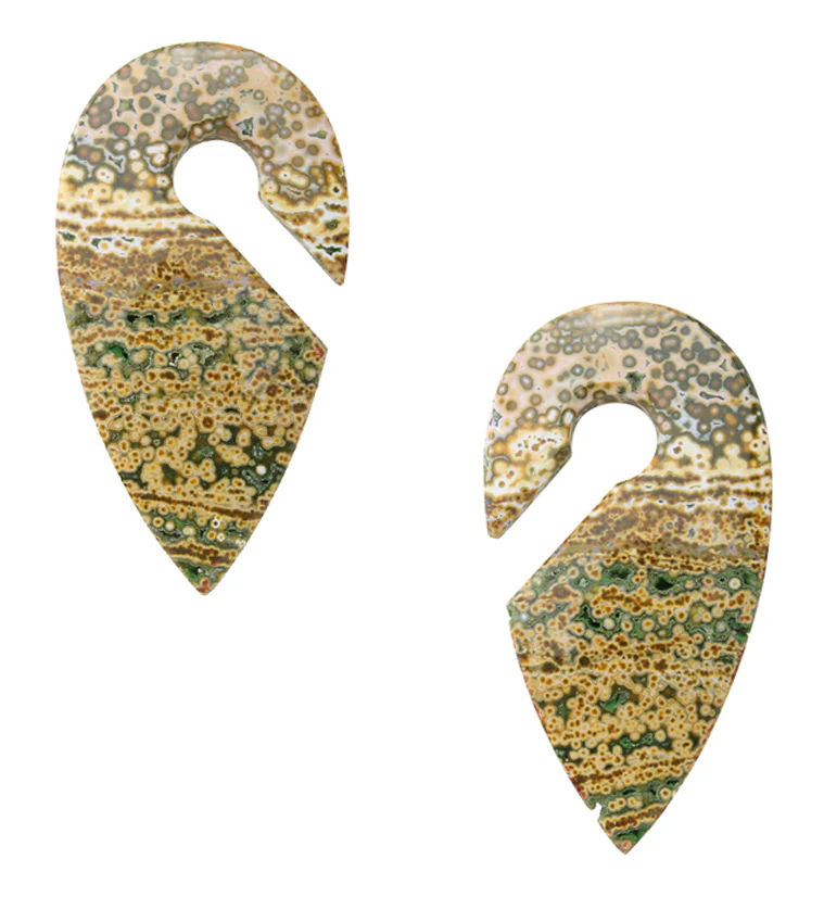 Ocean Jasper Stone Keyhole Ear Weights Version 2 - Mrs Treak