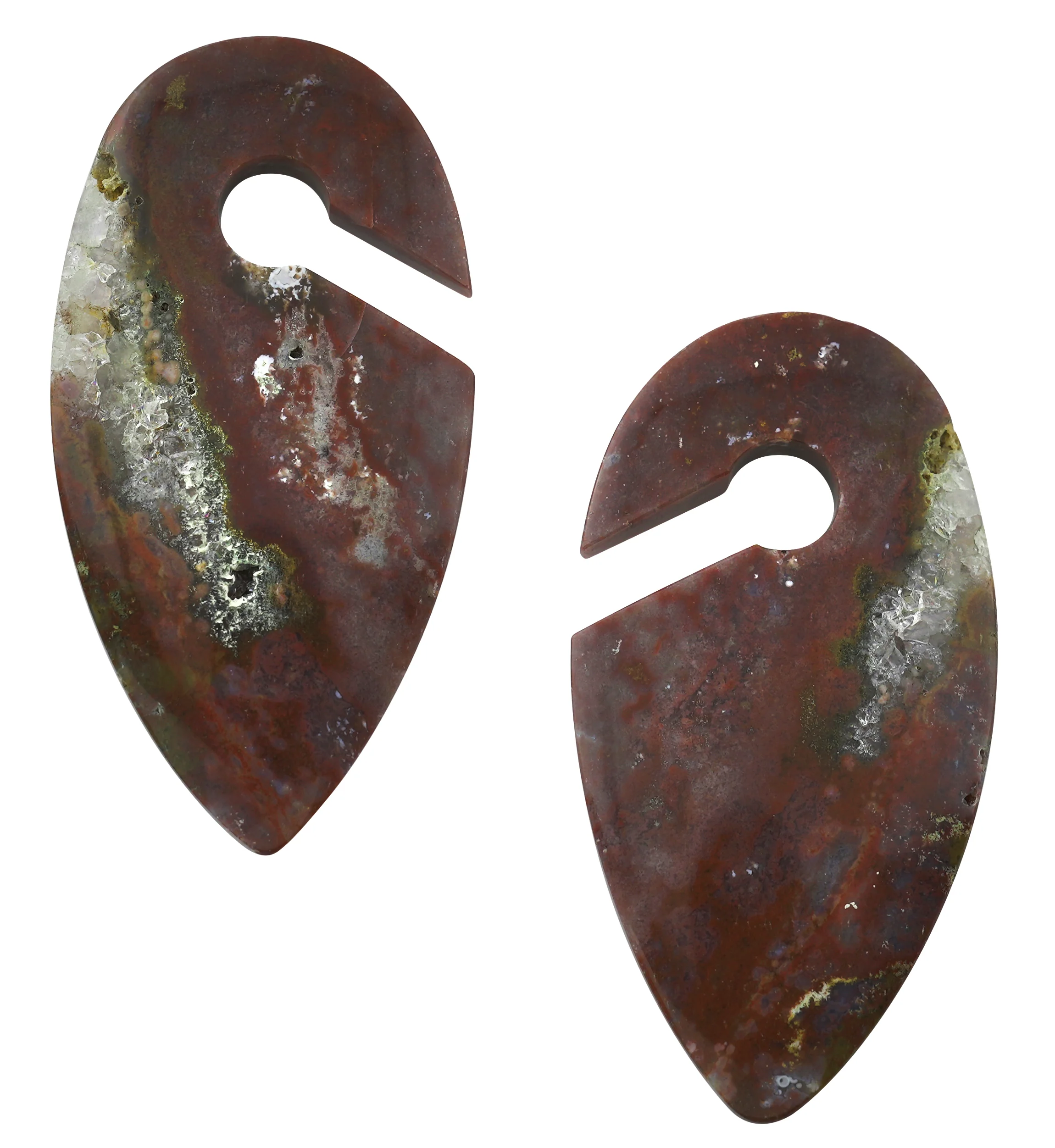 Red Moss Agate Stone Keyhole Ear Weights - Mrs Treak