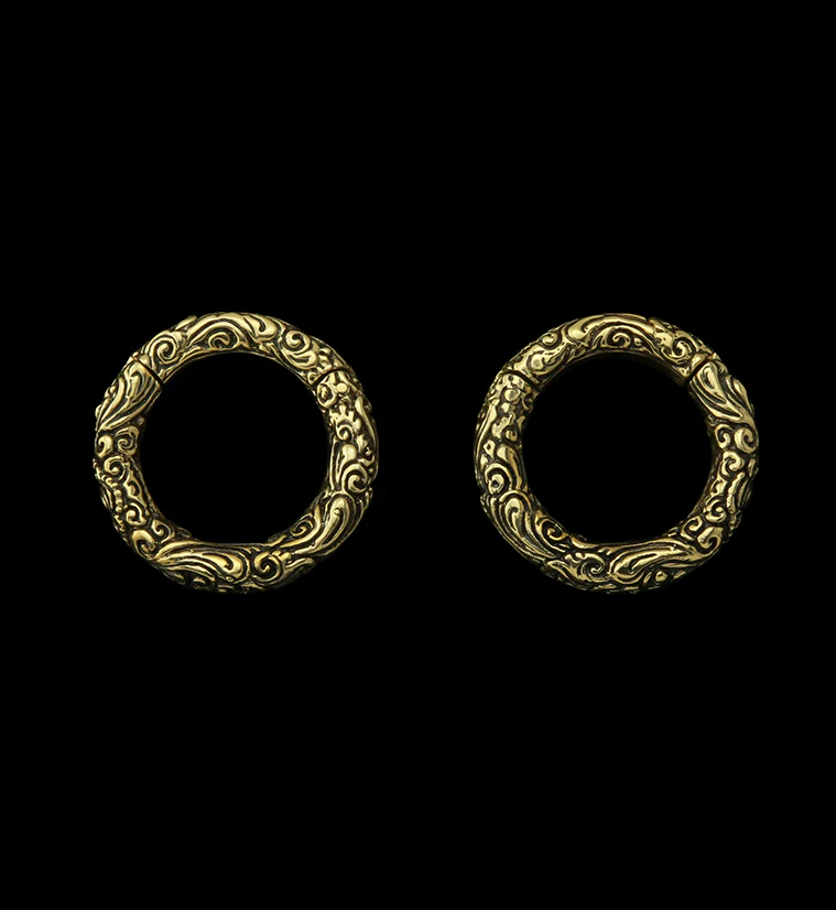 Adorned Brass Hinged Ear Weights - Mrs Treak
