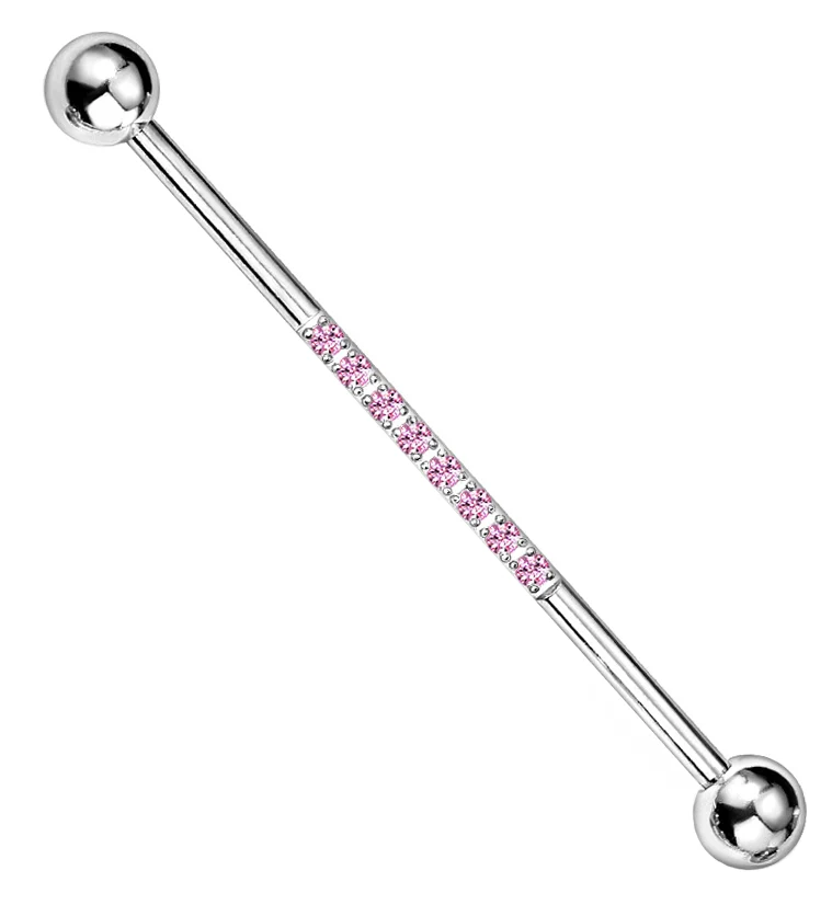 Center Line Pink CZ Industrial Barbell - Mrs Treak