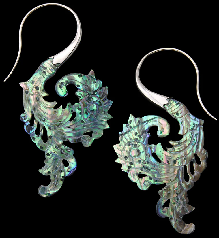 18G Sprig White Brass Abalone Hangers / Earrings - Mrs Treak