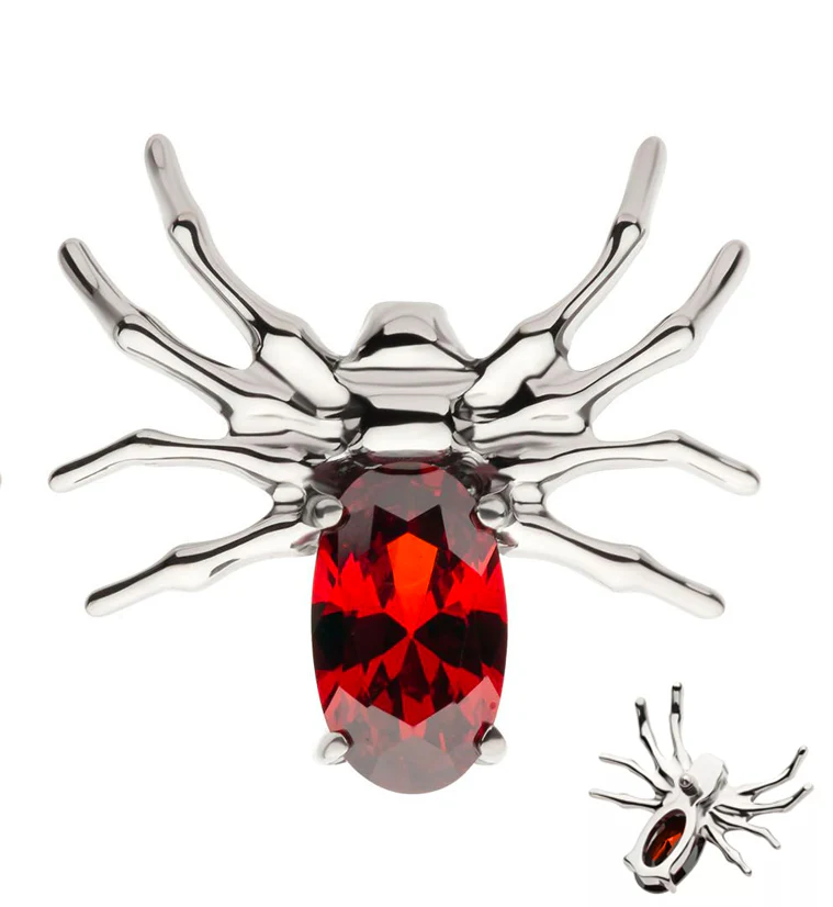 Spider Red CZ Internally Threaded Titanium Top - Mrs Treak