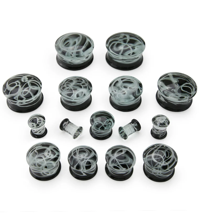 Smoke Haze Swirl Glass Plugs - Mrs Treak