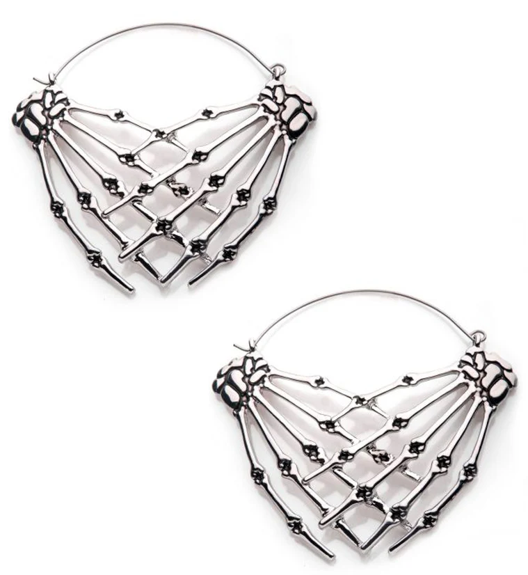 Calm Skeleton Hands Plug Hoops - Mrs Treak