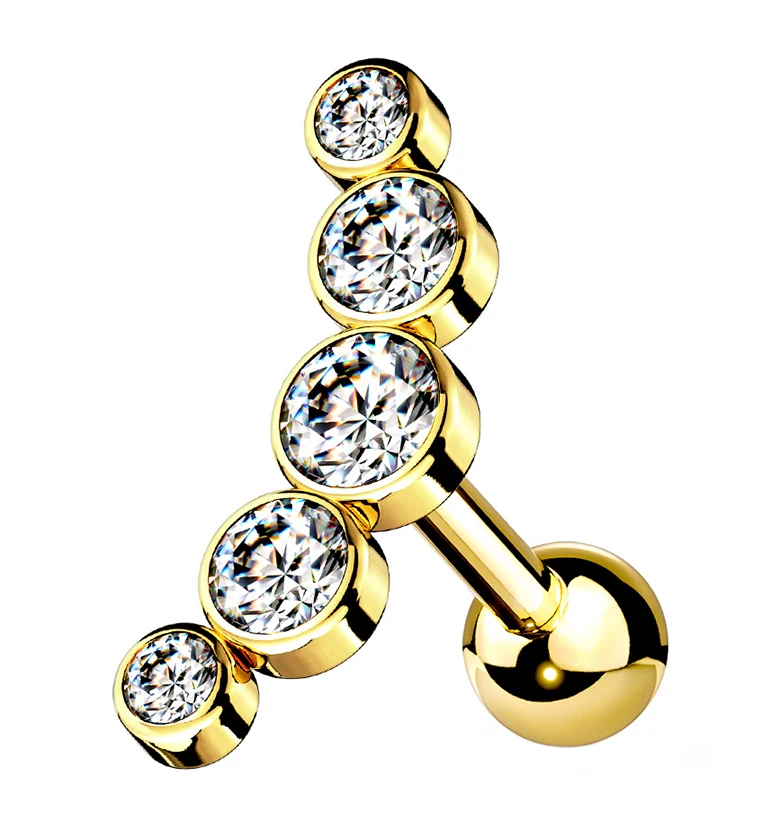 16G Gold PVD Arc Gem Cartilage Barbell - Mrs Treak