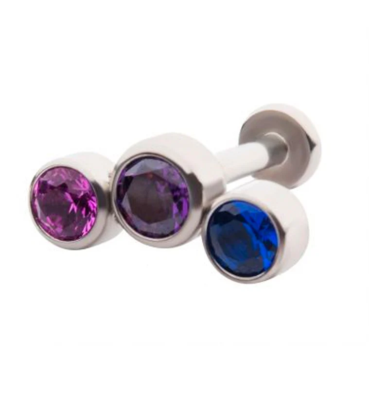 Pride CZ Gem Labret Post Version 1 - Mrs Treak