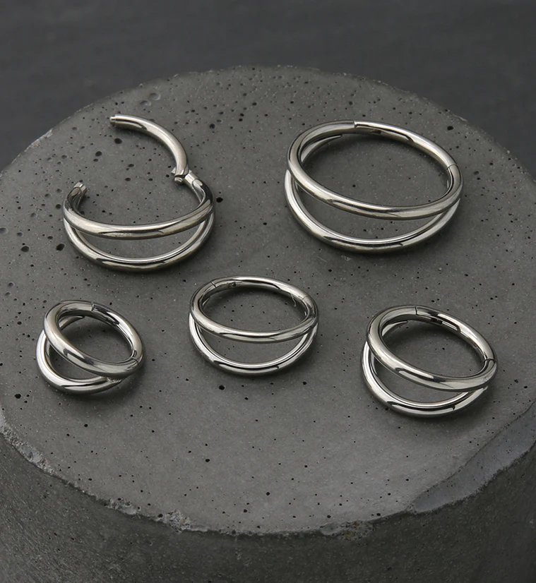Double Bar Titanium Hinged Segment Ring - Mrs Treak