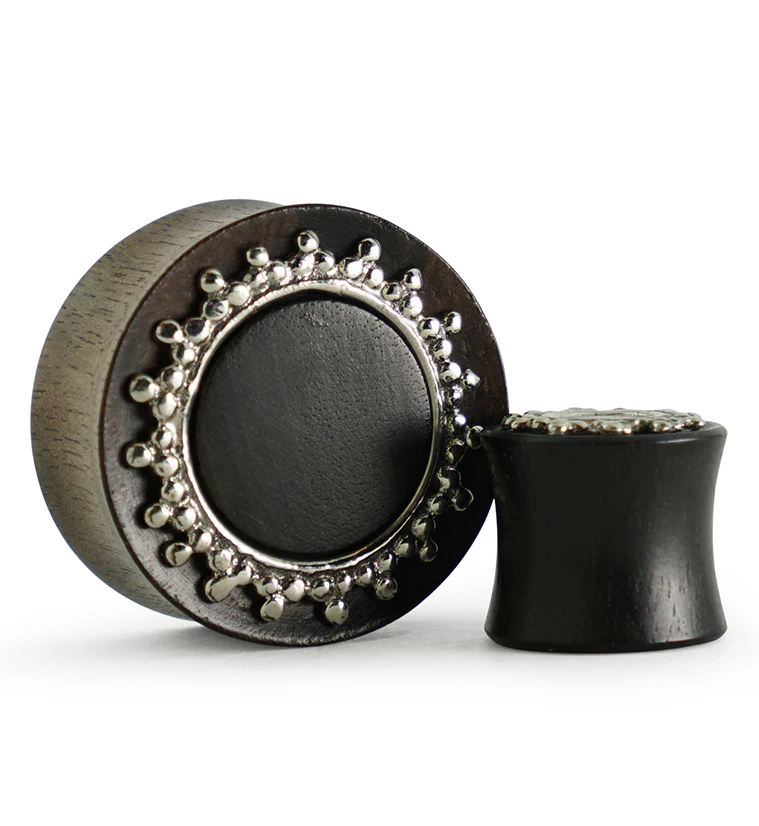 Adorn White Brass Inlay Areng Wood Plugs - Mrs Treak