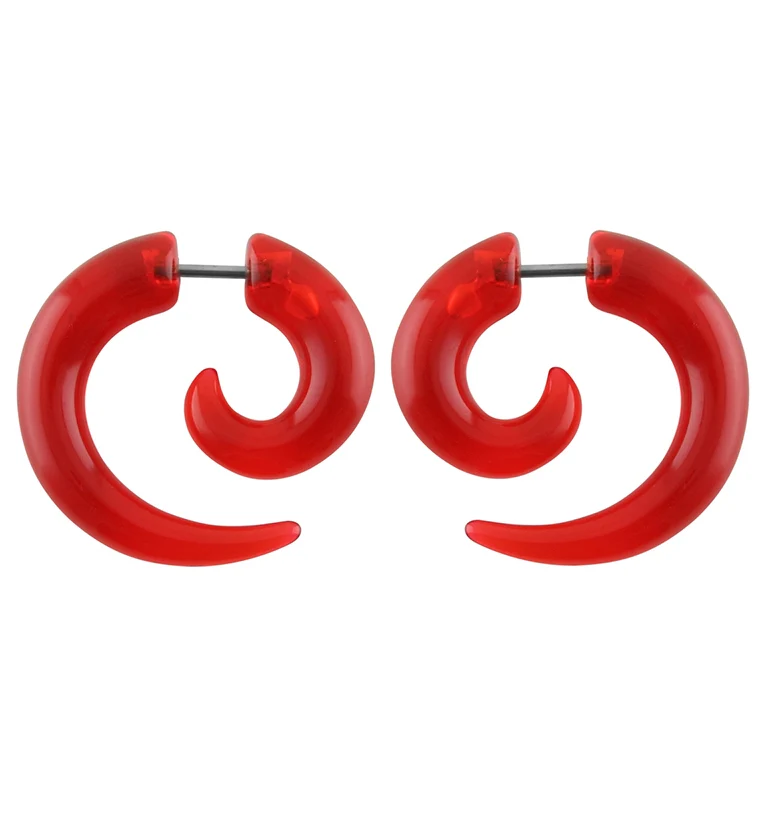 Red Fake Ear Spirals - Mrs Treak