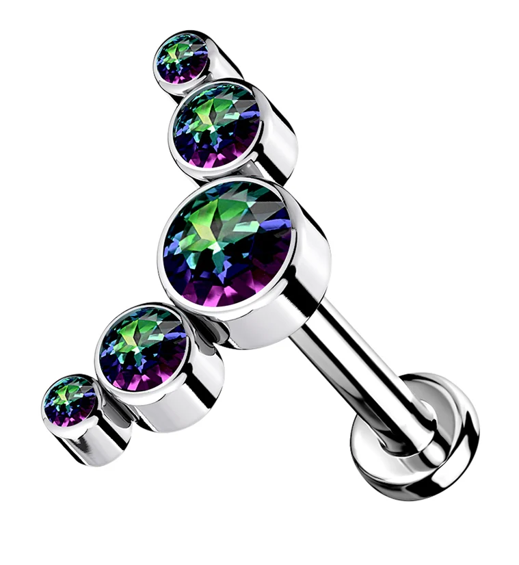 16G Black Aurora CZ Truce Top Titanium Labret - Mrs Treak