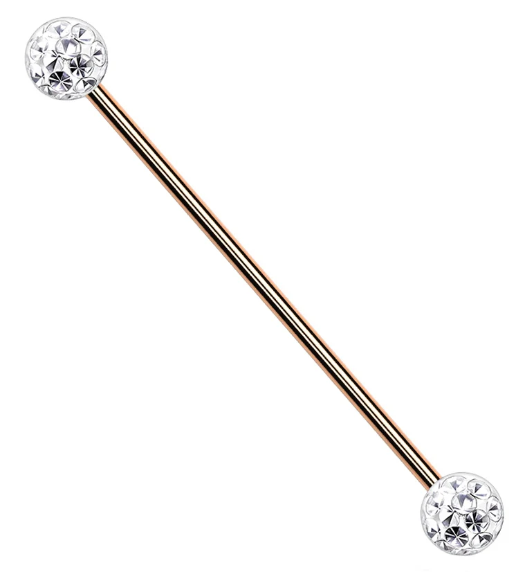 Glitterball Rose Gold PVD Industrial Barbell - Mrs Treak