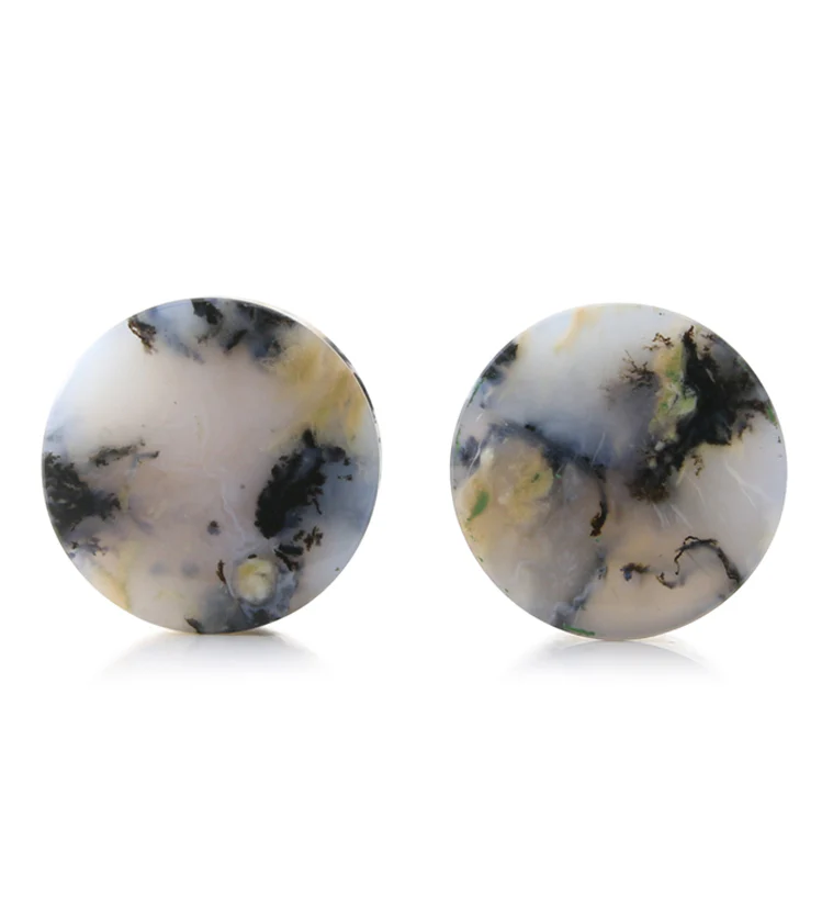 Tiger Agate Dendritic Stone Plugs 3/4