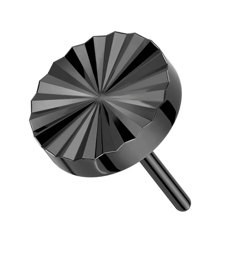 Black PVD Retro Disk Threadless Titanium Top - Mrs Treak