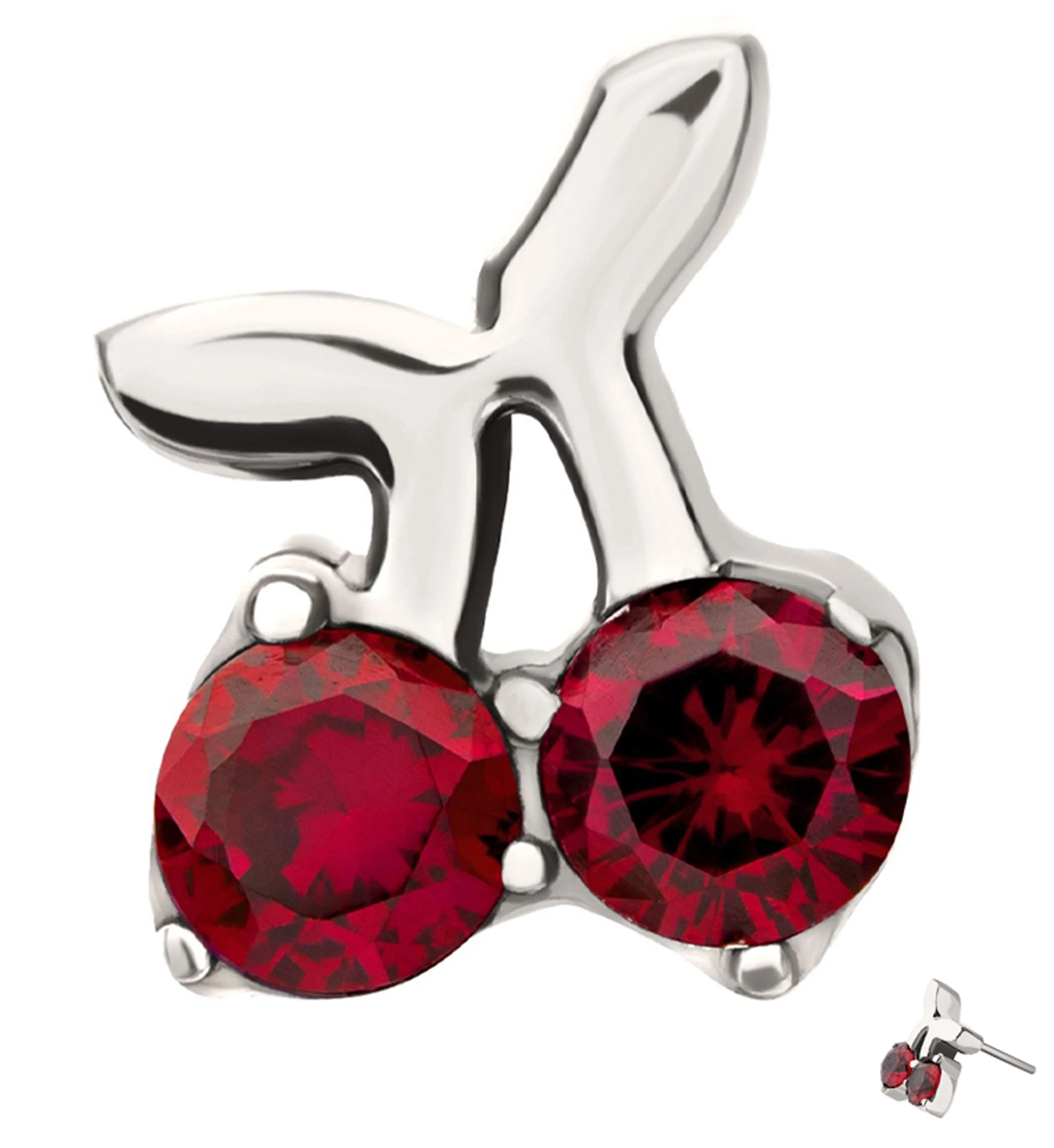 Bing Cherry Ruby CZ Titanium Threadless Top - Mrs Treak