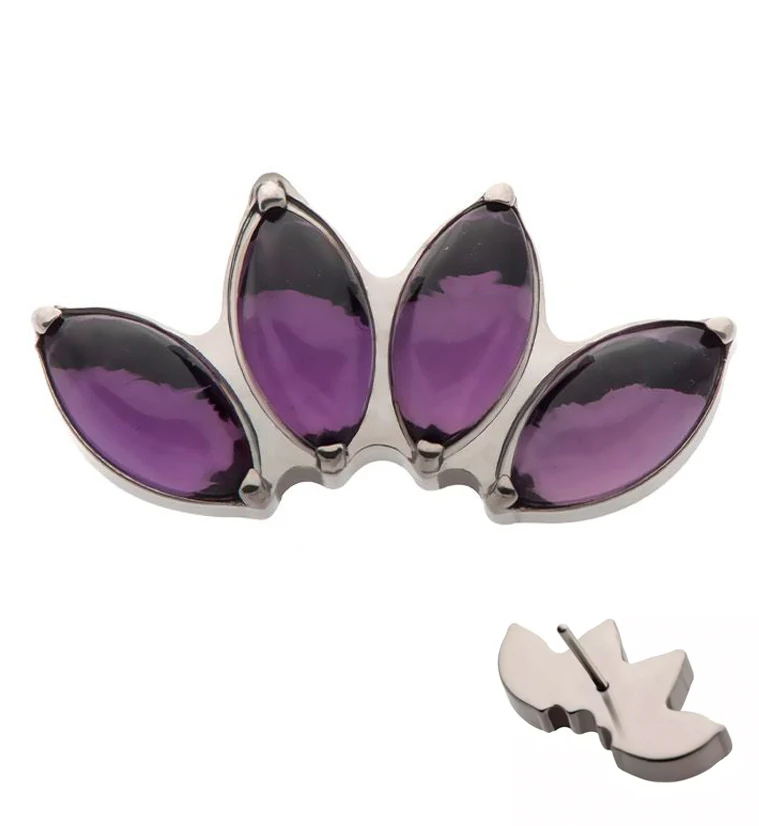 Quartet Amethyst Stone Threadless Titanium Top - Mrs Treak