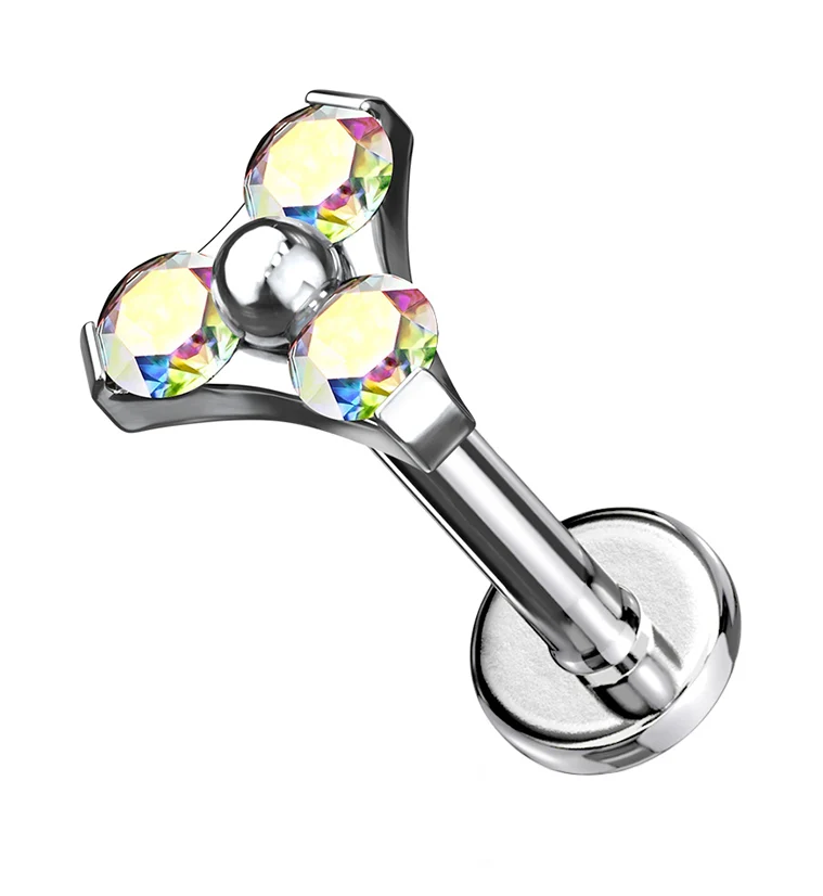 16G Triple Rainbow Aurora CZ Labret - Mrs Treak