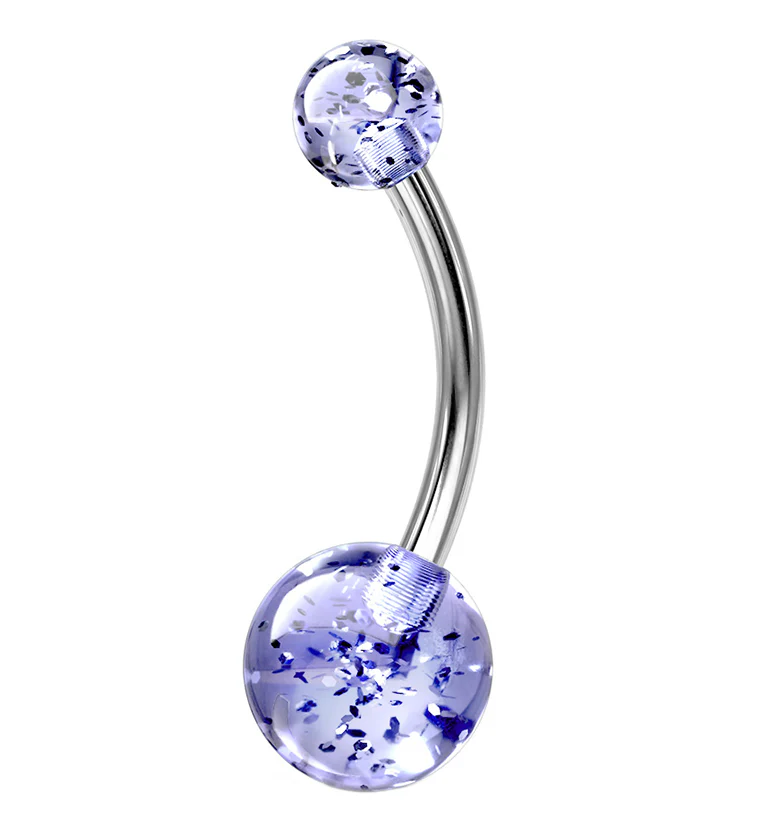 Light Blue UV Glitter Ball Belly Button Ring - Mrs Treak