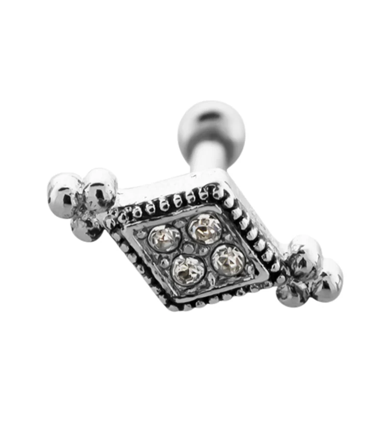 Diamond Beaded CZ Cartilage Barbell - Mrs Treak