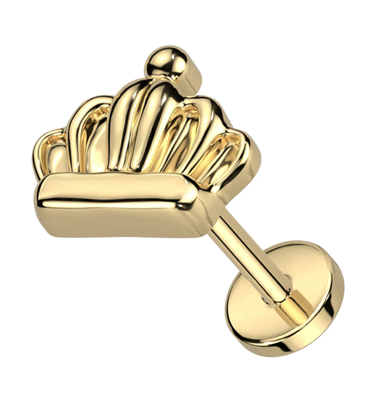 Gold PVD Crown Threadless Titanium Labret - Mrs Treak