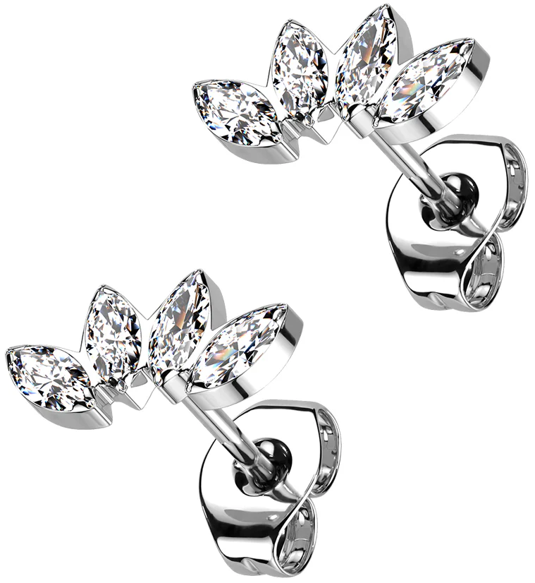 Contessa Clear CZ Titanium Threadless Earrings - Mrs Treak