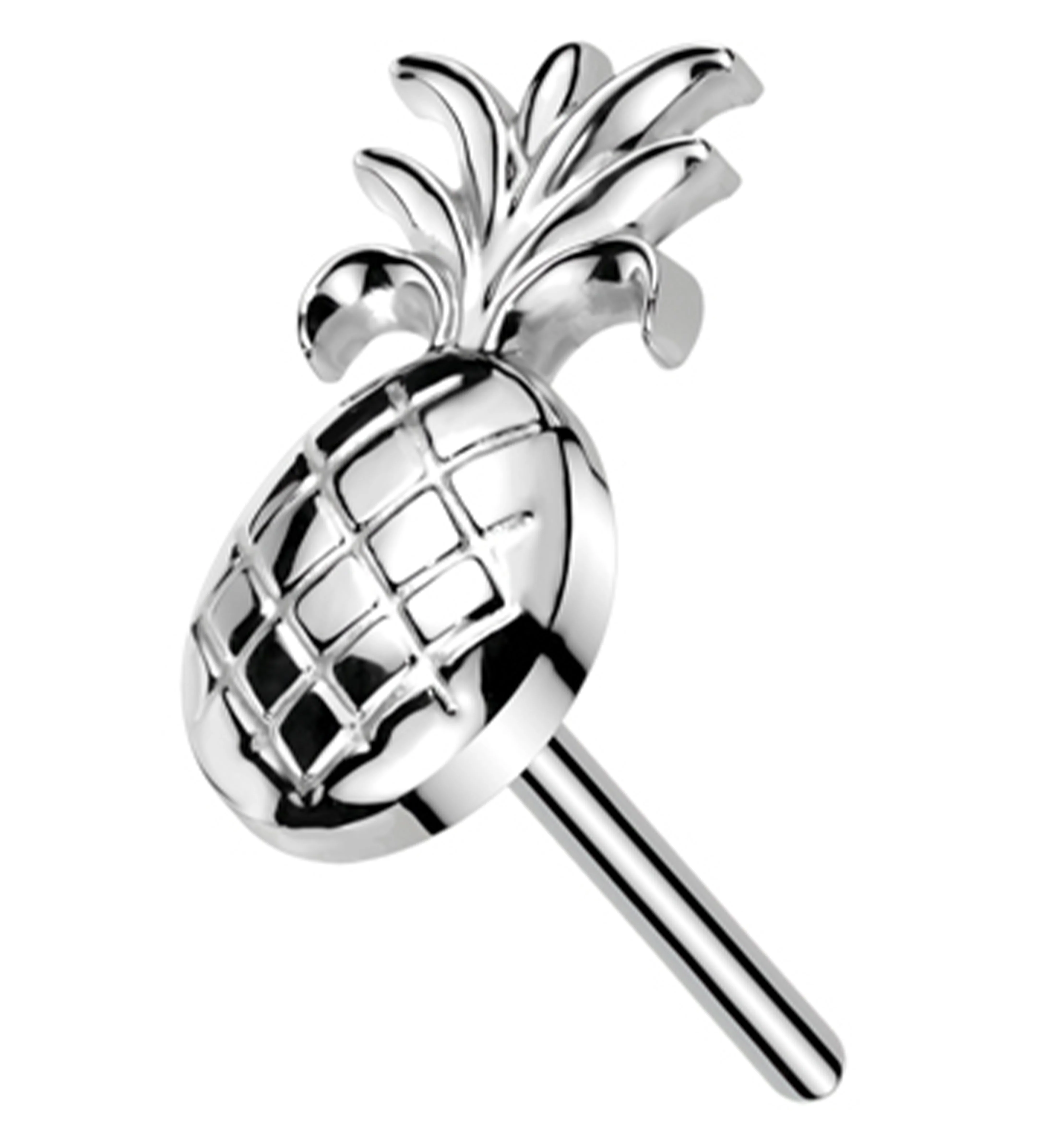 14kt White Gold Mini Pineapple Threadless Top - Mrs Treak