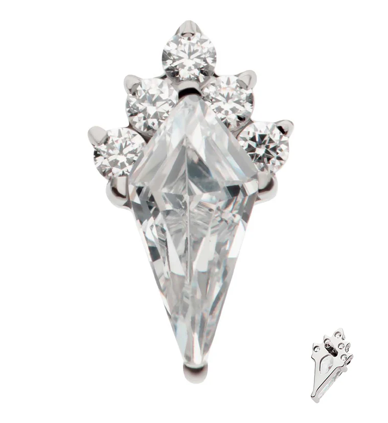 Narrow Adorn Clear CZ Internally Threaded Titanium Top - Mrs Treak